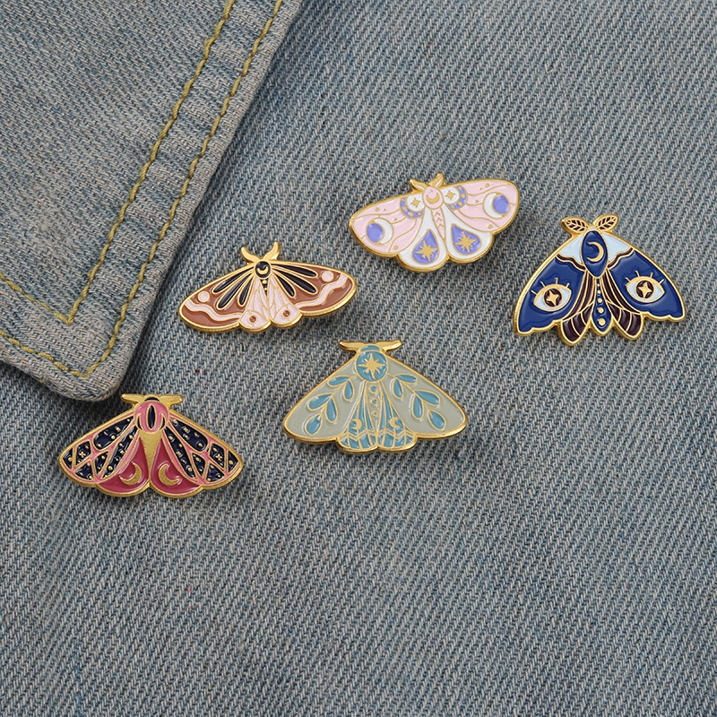 Colorful Moth Butterfly Enamel Pins Cute Butterfly Brooch Lapel Pin Badge Cartoon Insect Jewelry Gift