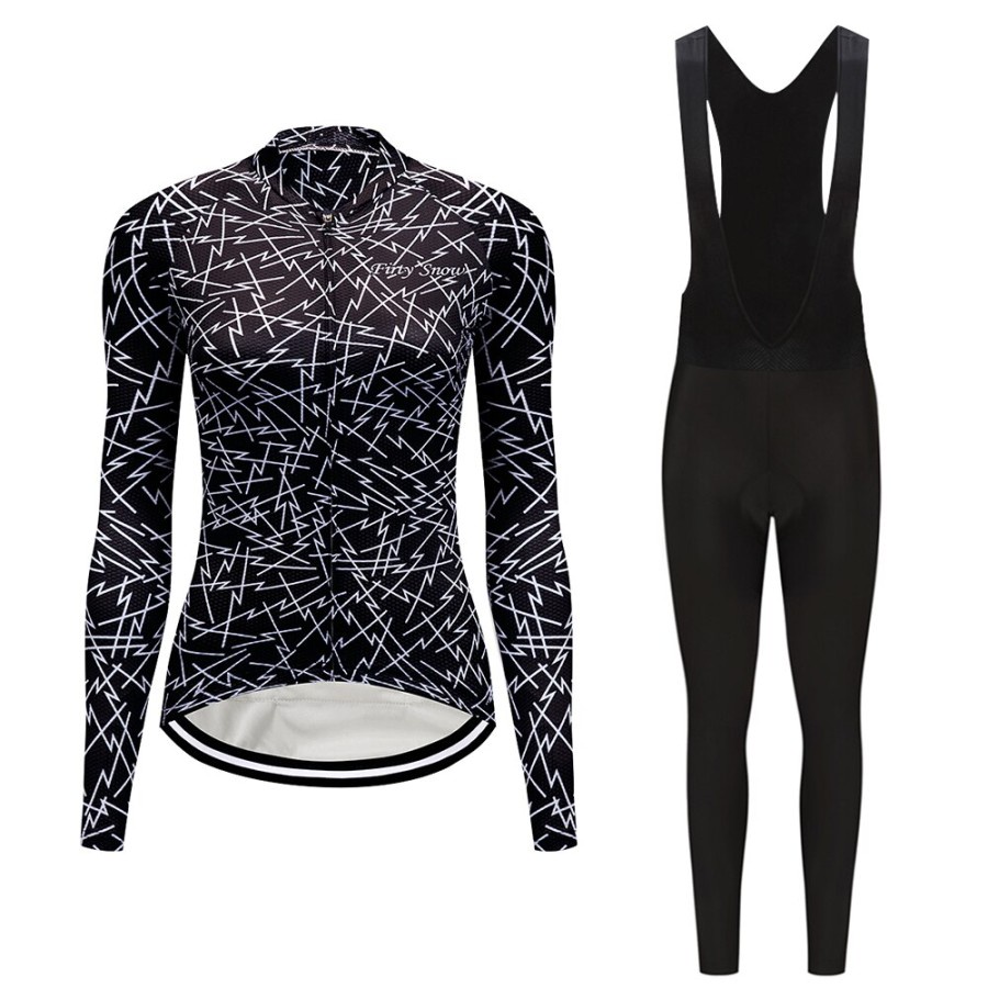 CYCLING SET JERSEY SEPEDA BIB LENGAN CELANA PANJANG WOMAN WANITA BAJU - BLACKPINE NEW