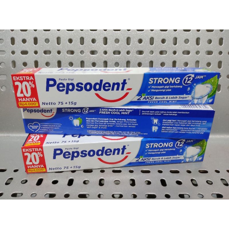 Pasta gigi pepsodent strong 75+15g isi 3 / Pepsodent strong / Pepsodent strong 75+15gr /Odol / Pepsodent