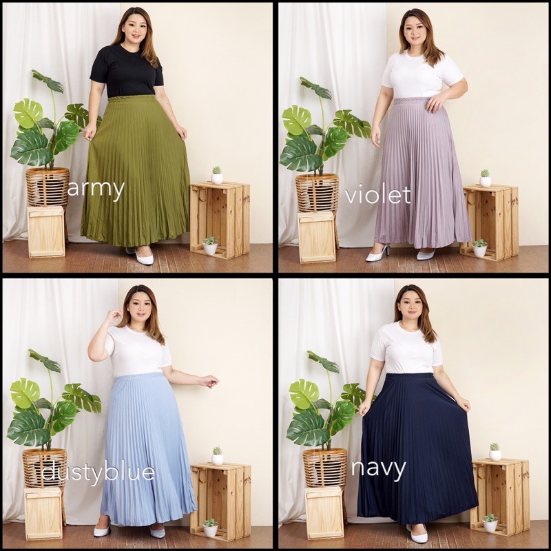 ROK PLISKET JUMBO XXL PAYUNG PLEATED SKIRT MURAH MUSLIM IBU ACARA POLOS ROK PANJANG PAYUNG MAYUNG