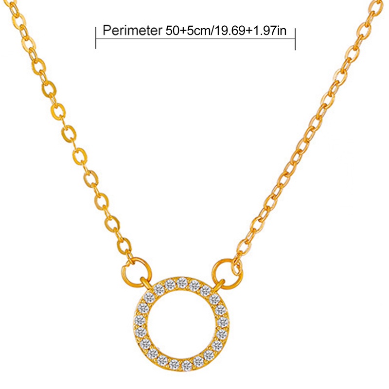 Kalung Rantai Klavikula Bentuk Lingkaran Geometris Bahan Zirkon Gaya Korea Untuk Wanita