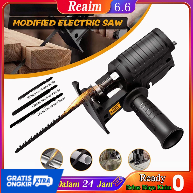 Reaim Gergaji Mesin Adapter reciprocating Jigsaw / tambahan jig saw mesin bor tangan Gergaji Konektor Mesin Bor Jadi Gergaji Kayu besi