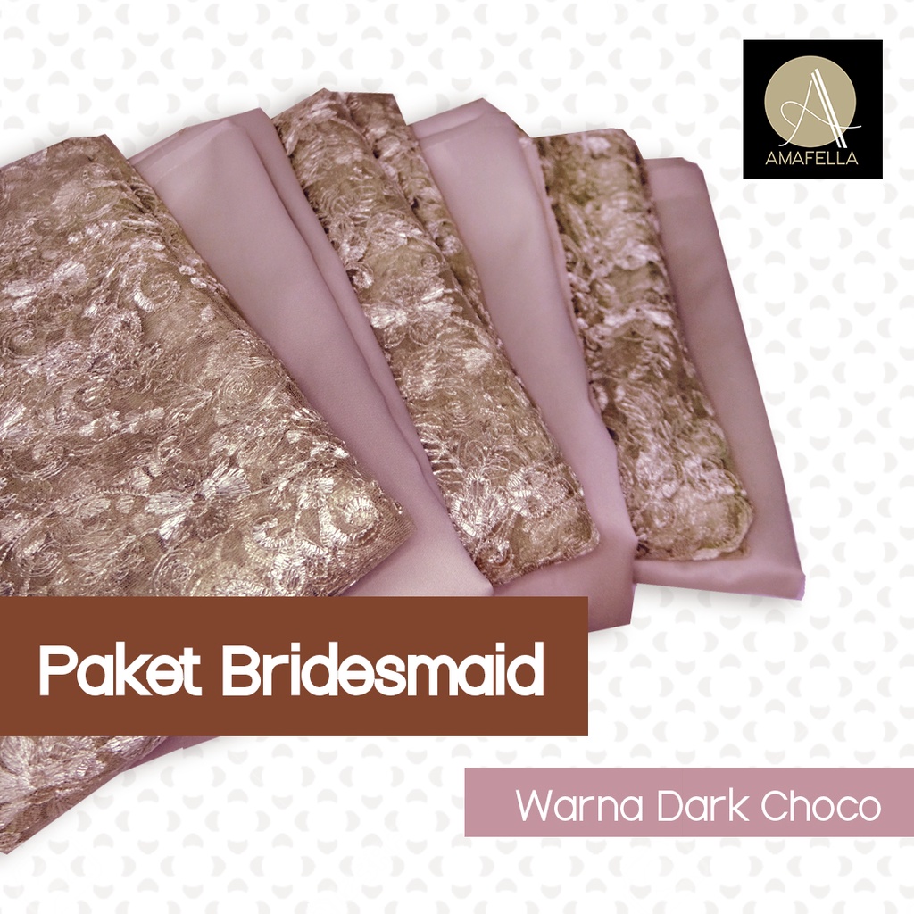 Paket Kain Bridesmaid Seragaman Premium Lamaran Keluarga Lengkap Satin Kebaya Brokat Warna Dark Choco