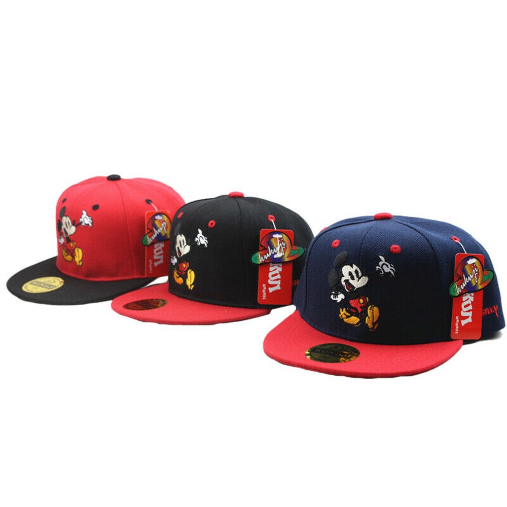 Topi Baseball Desain Mickey Mouse Gaya Hip Hop Adjustable Untuk Priawanita