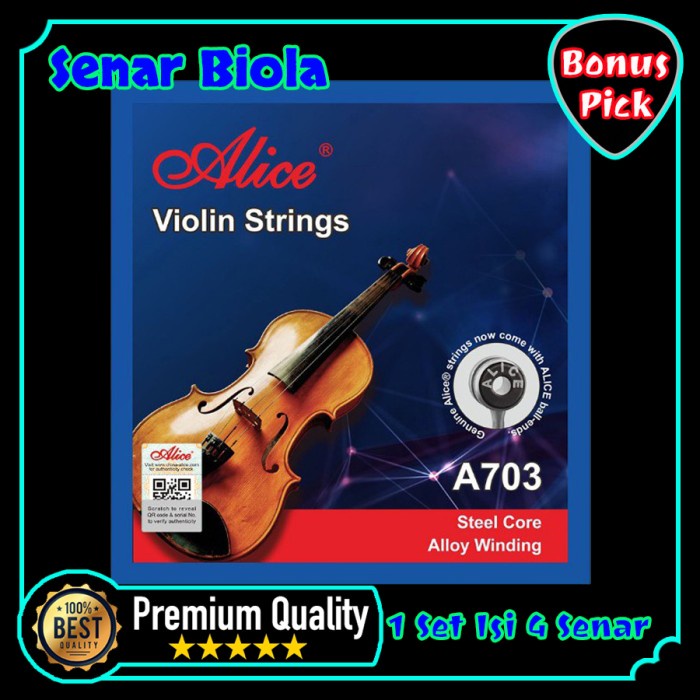 Senar Biola, Violin String, Original Alice 1set Isi 4 Senar