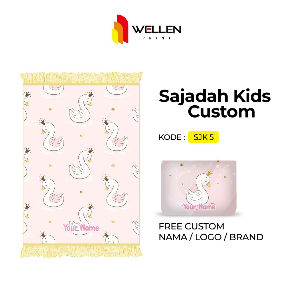 WELLEN PRINT - Sajadah custom print nama / cetak sajadah dan pouch ukuran kecil untuk anak-SJK 5