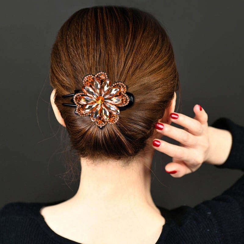 Rhinestone Hairpins Barrettes Flower Duckbill Hair Claws Retro Hair Clips For Women Ponytail Holder Hair Accessories