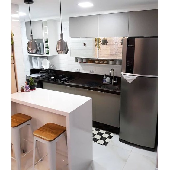 Meja Bar Dapur Minimalis Modern / Meja Makan Modern Lapisan HPL Anti Panas Anti Gores (Non Rakitan C