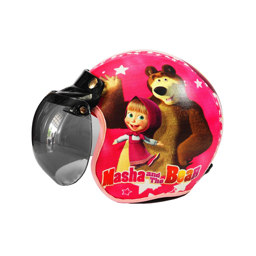 Helm Anak BOGO MASHA AND THE BEARS Murah / Helmet Non SNI / Helm Karakter Kartun Lucu / Helm Anak Cewek Perempuan 3 4 5 6 7 Tahun