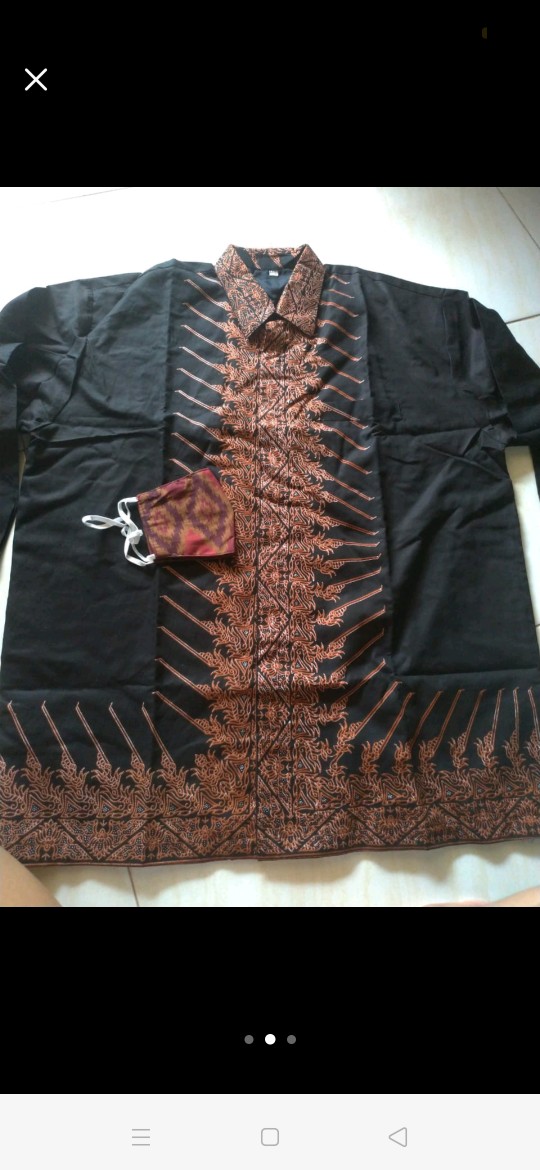 Kemeja Batik Pria Lengan Panjang Reguler Fit Lapis Furing Modhang Ireng