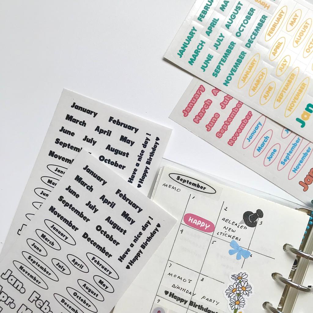 

TRANSPARANT Stiker bulan/monthly sticker/ stiker jurnal/ planner sticker