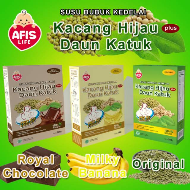 AFIS LIFE - SUSU BUBUK KEDELAI KACANG HIJAU PLUS DAUN KATUK 200 GRAM / ASI BOOSTER