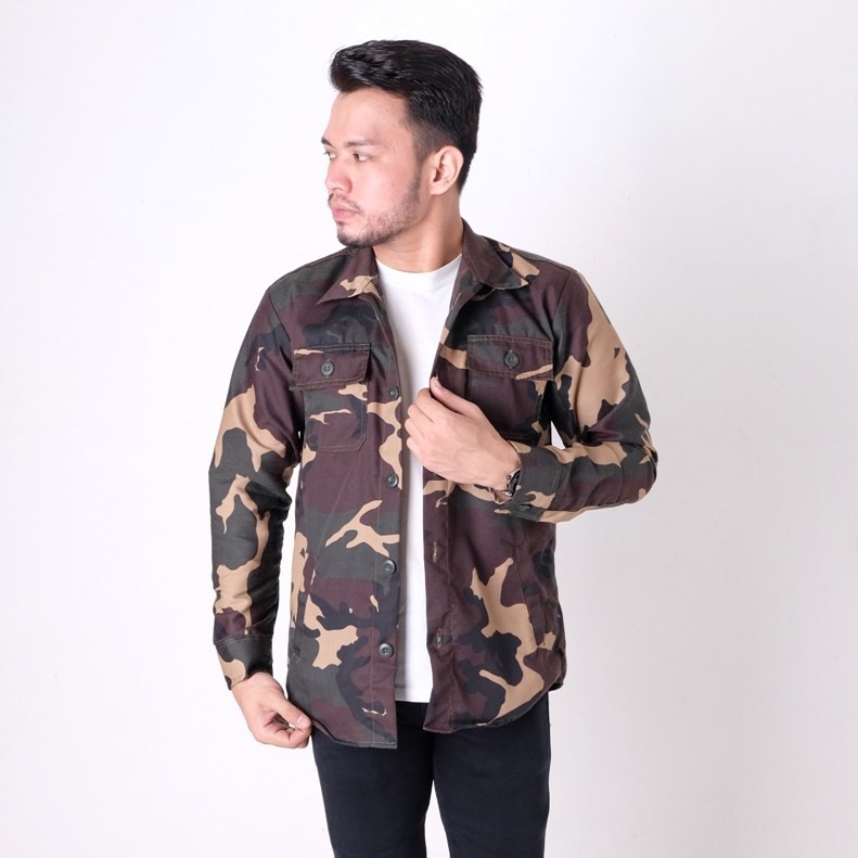 Jaket Semi Parka Pria Motif Army Tentara Loreng buat Harian Fashion Show Carnaval Pawai Original Rea