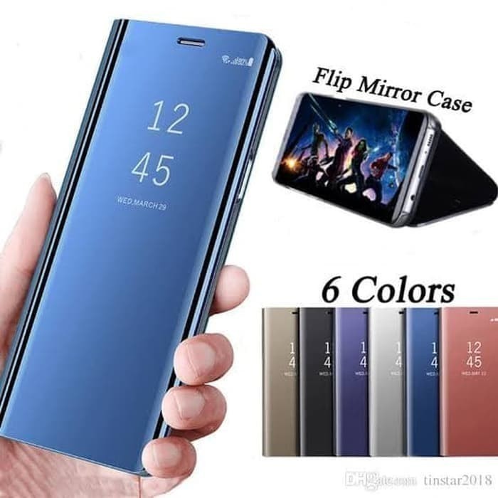 case flip mirror oppo a72/reno 5f/xiaomi poco m3/x3/samsung/a32/a52/a72 2021