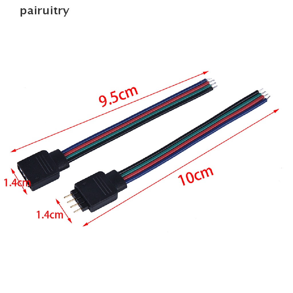 Prt 10Pcs Kabel Konektor 4 Pin Male + Female Untuk Lampu Strip LED 3528 5050 PRT