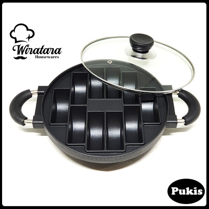 Loyang Kaca - Nagako Loyang Anti Lengket + Tutup Kaca 10 Lubang Cetakan Kue Pukis