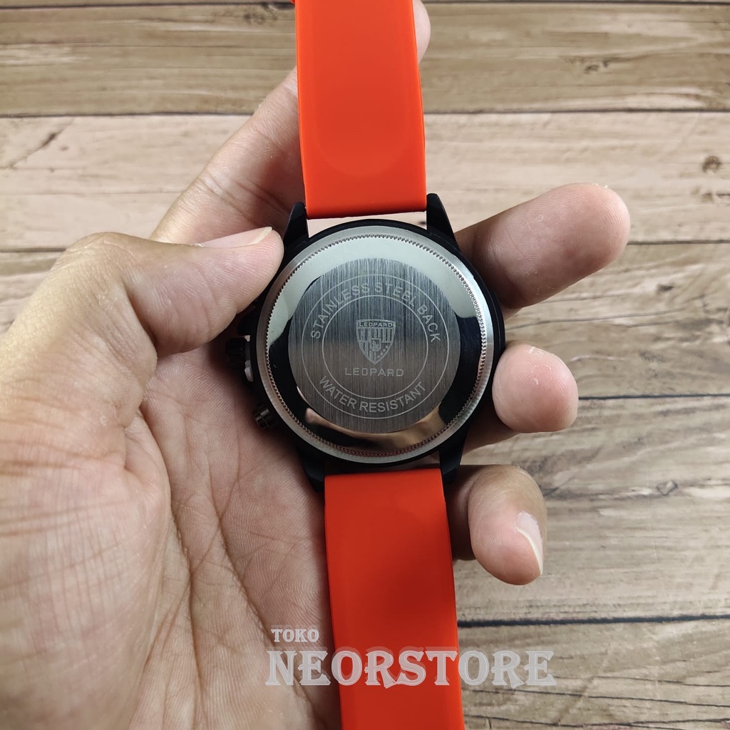 [Water Resistant] Jam Tangan Pria Leopard 1016 Karet