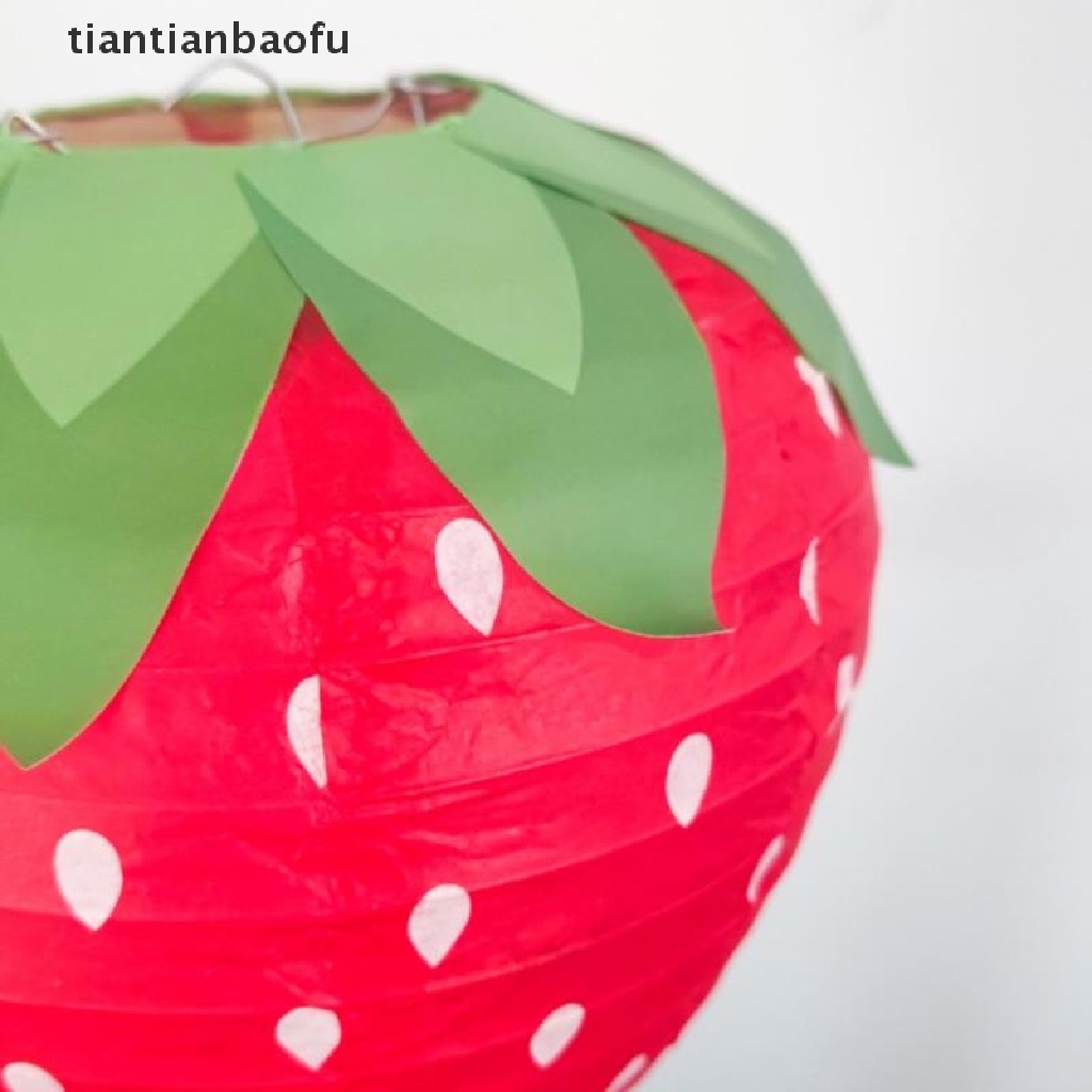 Ornamen Lentera Kertas Gantung Bentuk Strawberry 3D Untuk Dekorasi Pesta Ulang Tahun