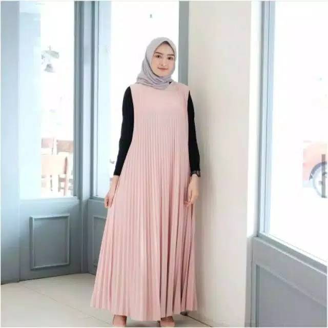 Dress plisket overal jumbo/alexa sleeveeles jumbo