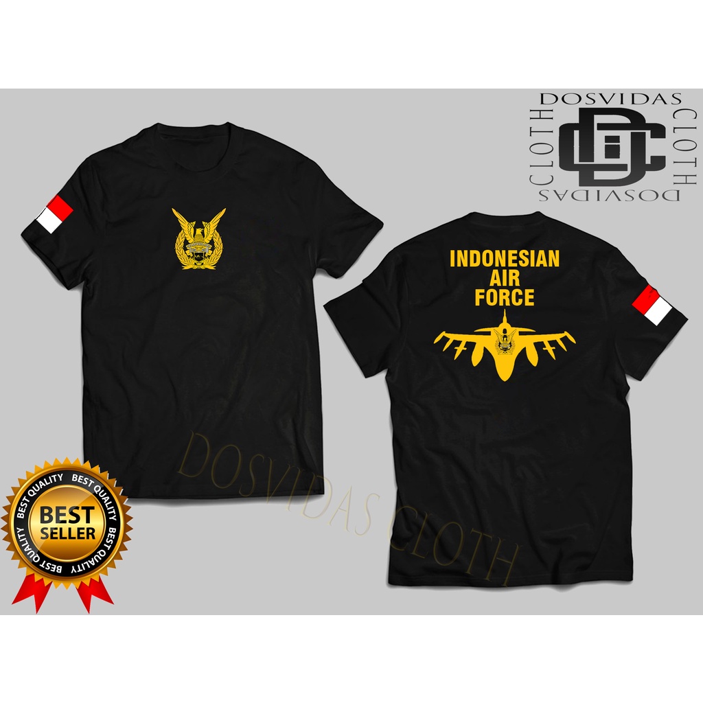 Import Quality BAJU Kaos TNI AU AIR FORCE Premium Pria Wanita INDONESIAN AIR FORCE Distro Tshirt Mur
