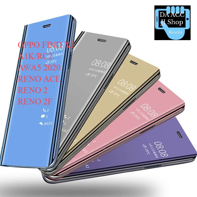 OPPO FIND X2 A1K REALME C2 A9 A5 2020 RENO ACE RENO2 RENO2F Flip Cover Mirror Standing