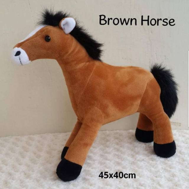 BONEKA KUDA Standing real brown horse large 18&quot;