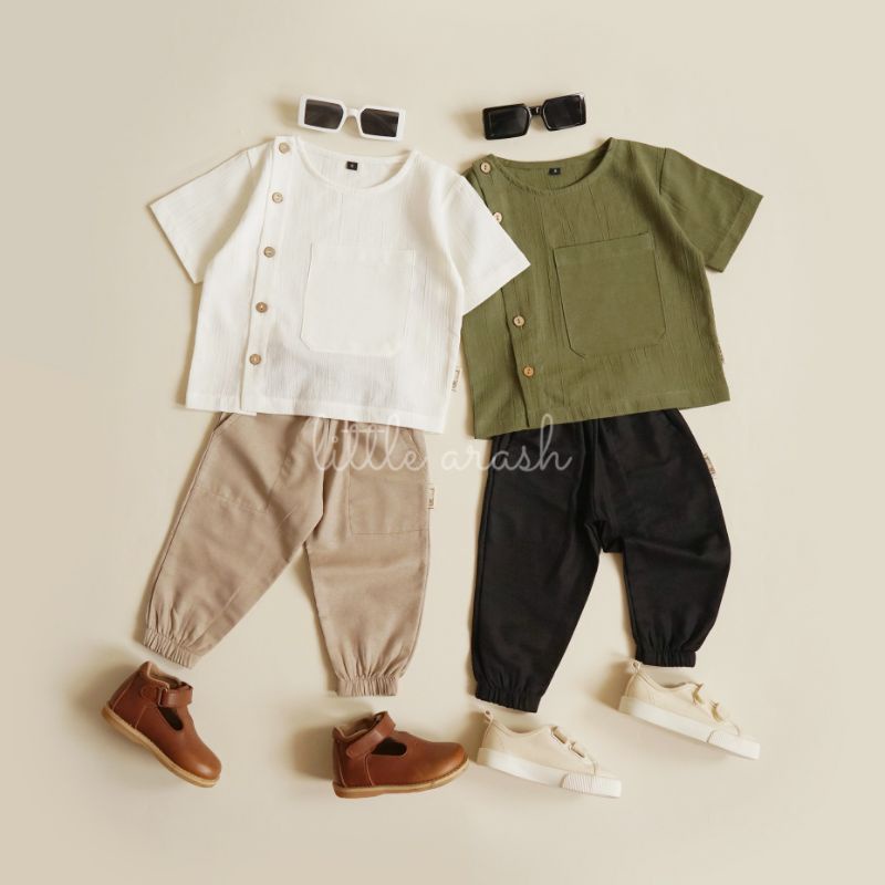 Little Arash | Akio Top | Atasan anak linen | Kemeja anak