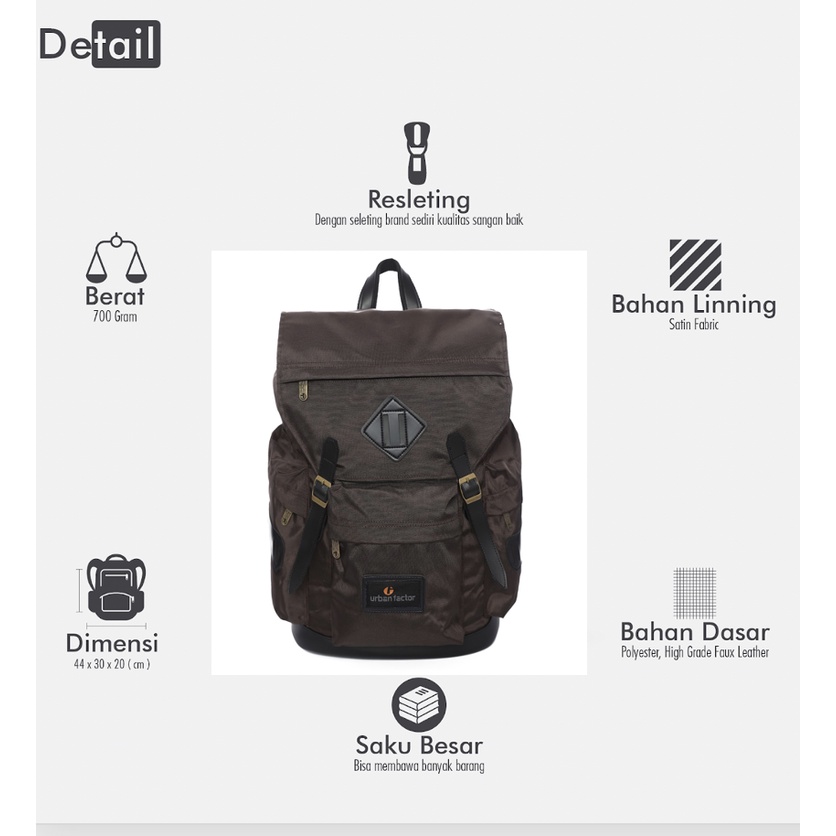 BRAIN STROM BROWN |ManNeedMe x URBAN| Tas Ransel Punggung Pria Wanita Backpack Kuliah / Kerja ORI