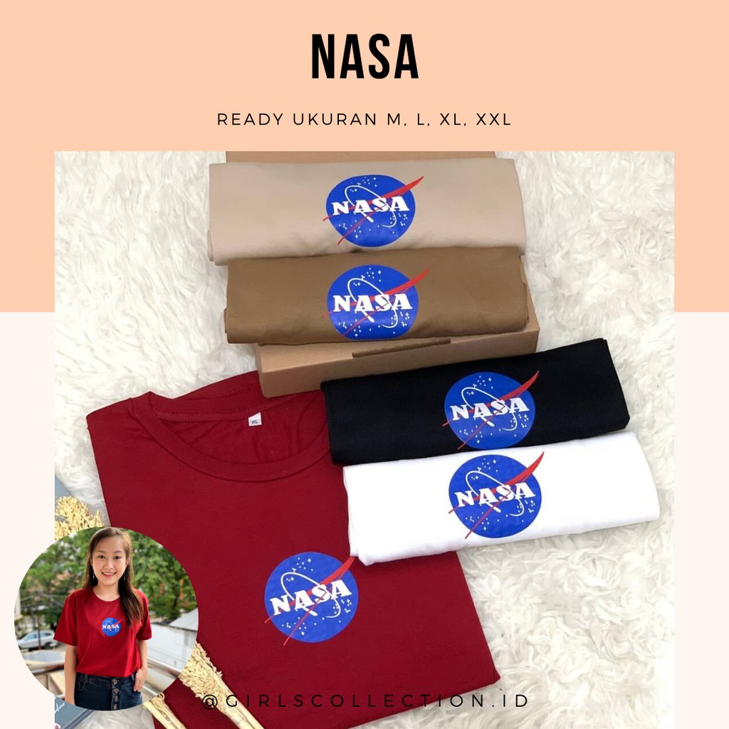 KAOS NASA HITAM PUTIH MAROON | BEIGE OVERSIZE TSHIRT TUMBLR TEE BAJU COKLAT BERSHKA BASIC