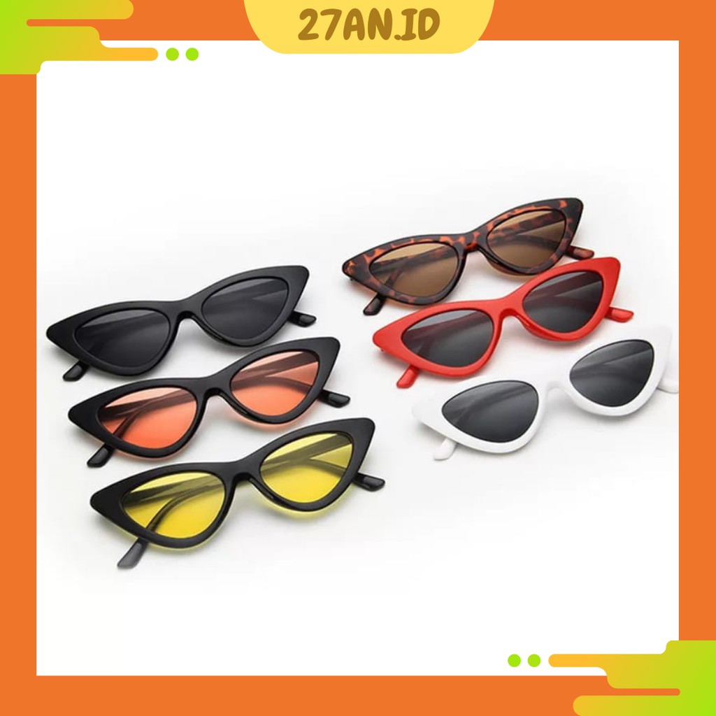 (27AN.ID) COD Kacamata Hitam KM85 Korean Ulzzang Triangle Vintage Cat Eye Sunglasses Women Men