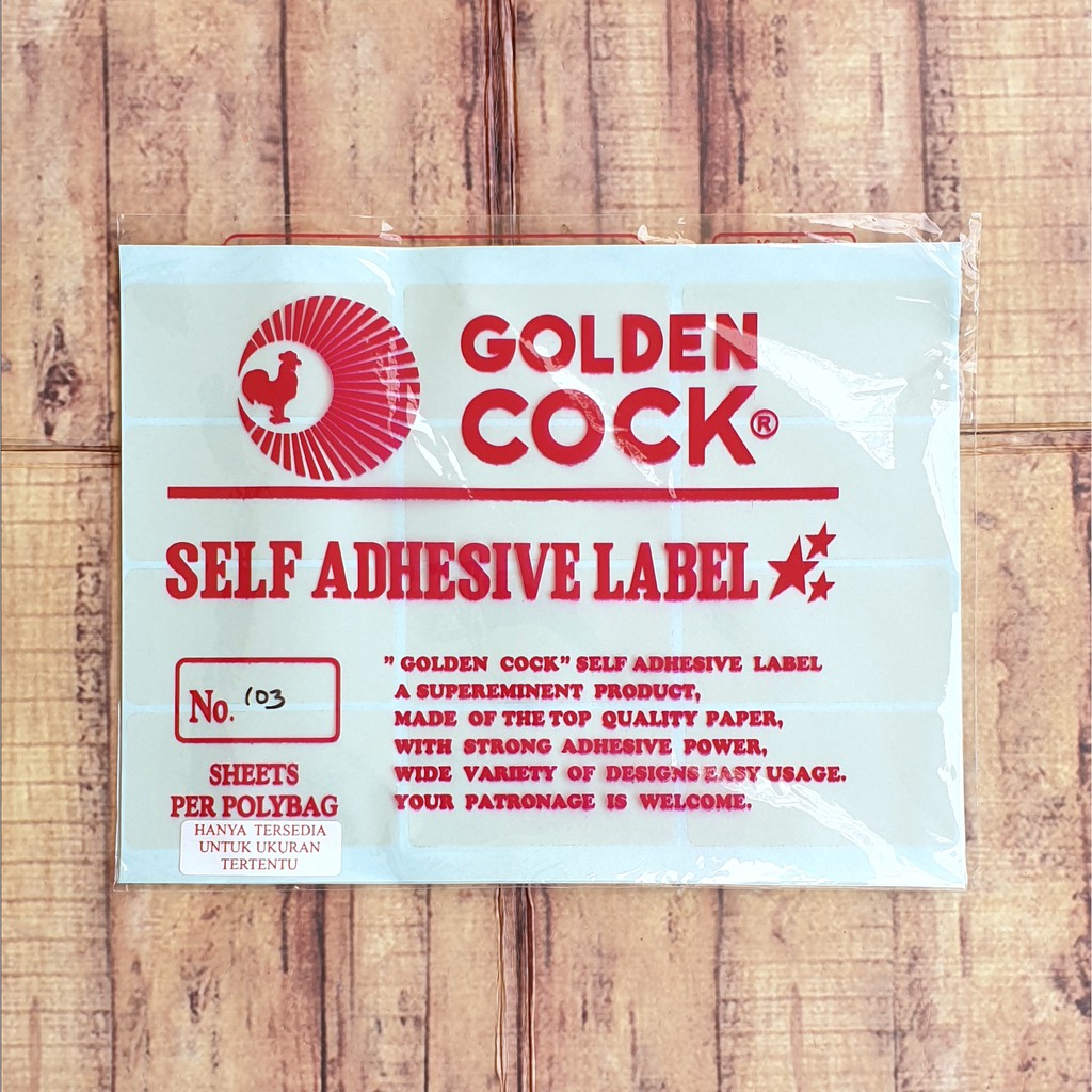 Sticker Label Transparant Golden Cock 103 - Self Adhesive Label 103 - Sticker Transparant