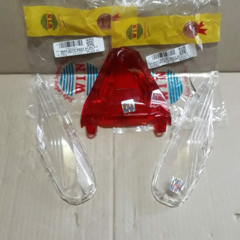 Mika Kaca Lampu Stop+Sen Belakang Beat LED 2020 2021 Beat Deluxe Merah Putih