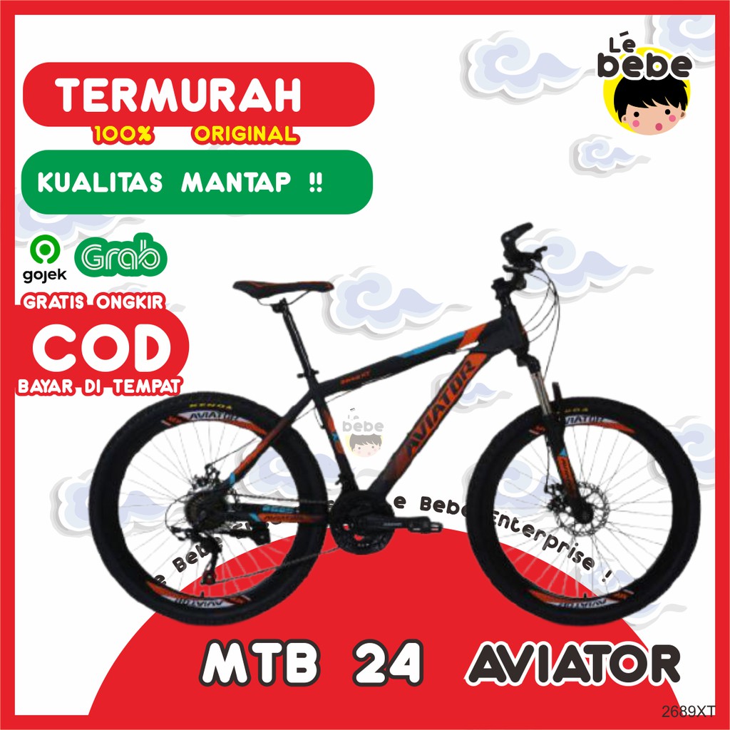 Sepeda Lipat Folding Bike MTB 24 AVIATOR 2689 XT Sepeda Gunung Road Bike Sepeda Artis SNI ORIGINAL