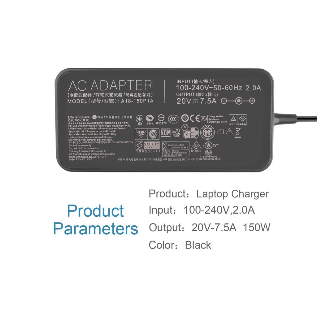 Adaptor Charger laptop 20v-7.5A DC 6.0x3.7mm asus rog G531GT G731GT FX505GT FX705GT FX505DU FX705DD