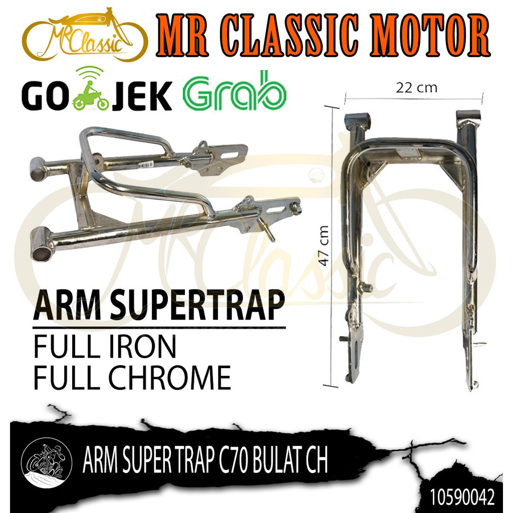 Swing Arm/Lengan Ayun Super Trap C70 Bulat Chrome Custom Variasi
