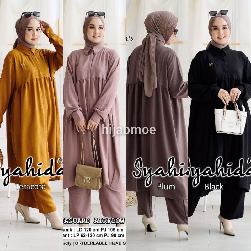 Hijab Sisters Syahida One Set / Setelan Muslim Wanita Jaguard Airflow Premium LD 120 Wudhu Friendly 