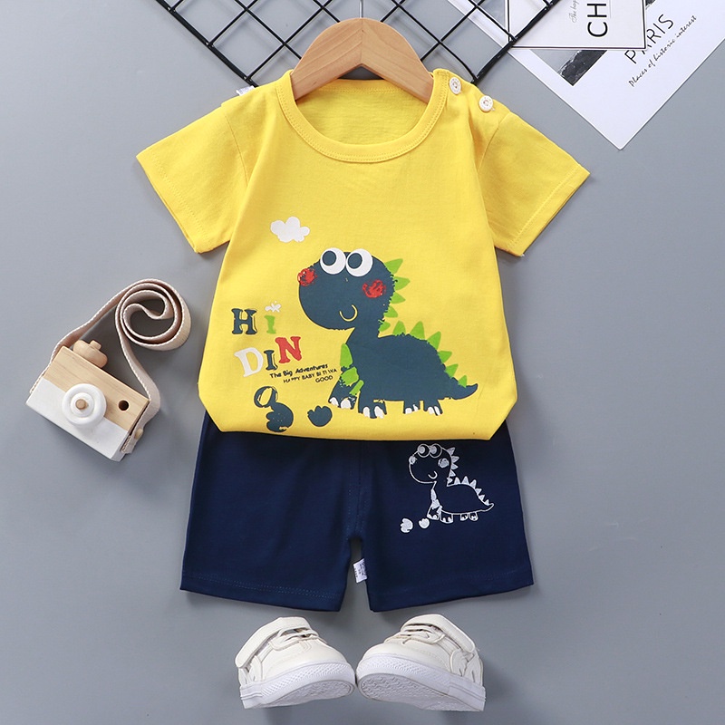 Setelan Pakaian Baju Anak Bayi Perempuan Laki Laki Lengan Pendek umur 1 - 5 tahun