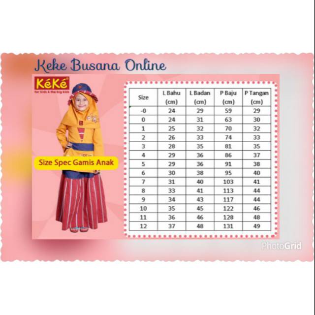 Size pack gamis anak