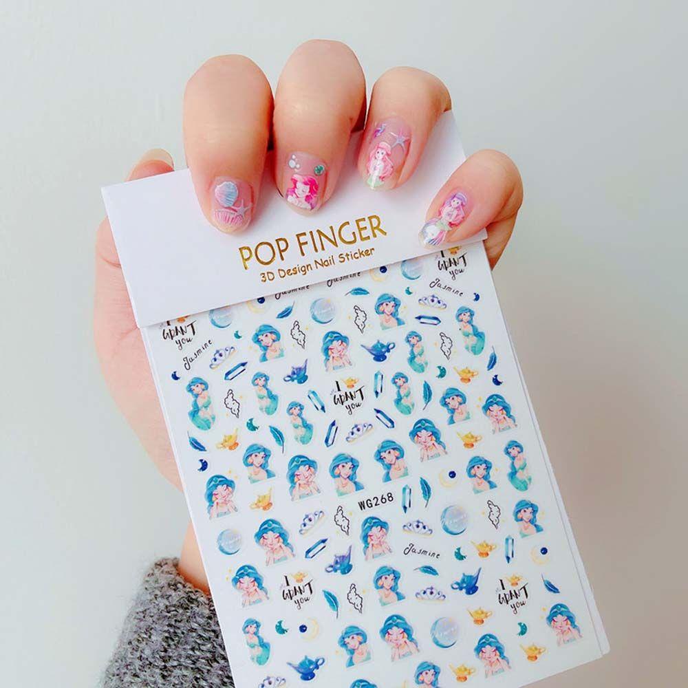 Needway   Stiker Kuku Mainan Lucu Putri Salju Frozen Elsa Anna Anak Stiker Kuku Nail Art Foils