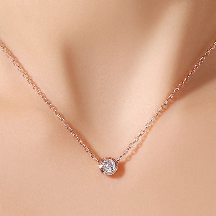 Kalung Choker Bahan Titanium Aksen Zircon Gaya Klasik Untuk Wanita