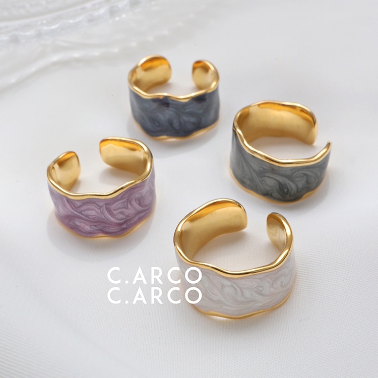 Cincin Handmade Model Irregular Rim Warna Emas Gaya Retro Untuk Pasangan