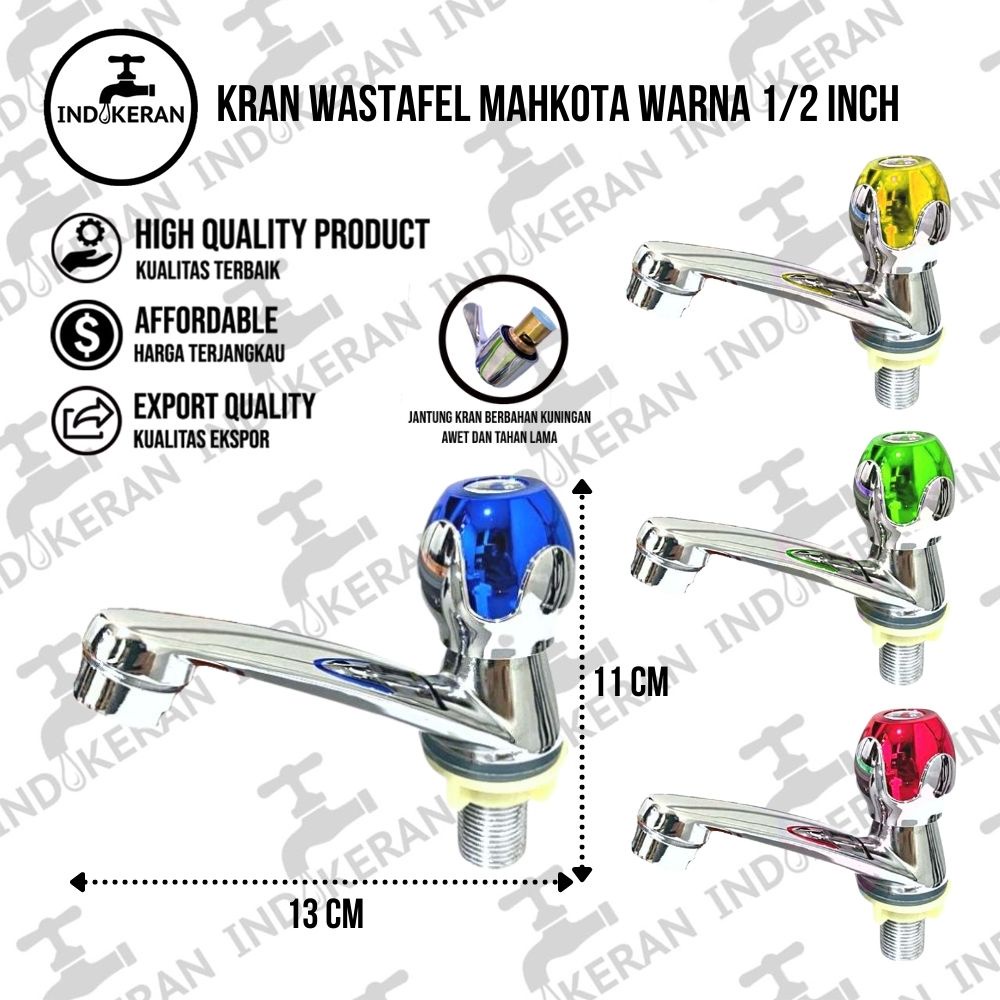 INDOKERAN - Kran Wastafel Mahkota Warna- 1/2 Inch