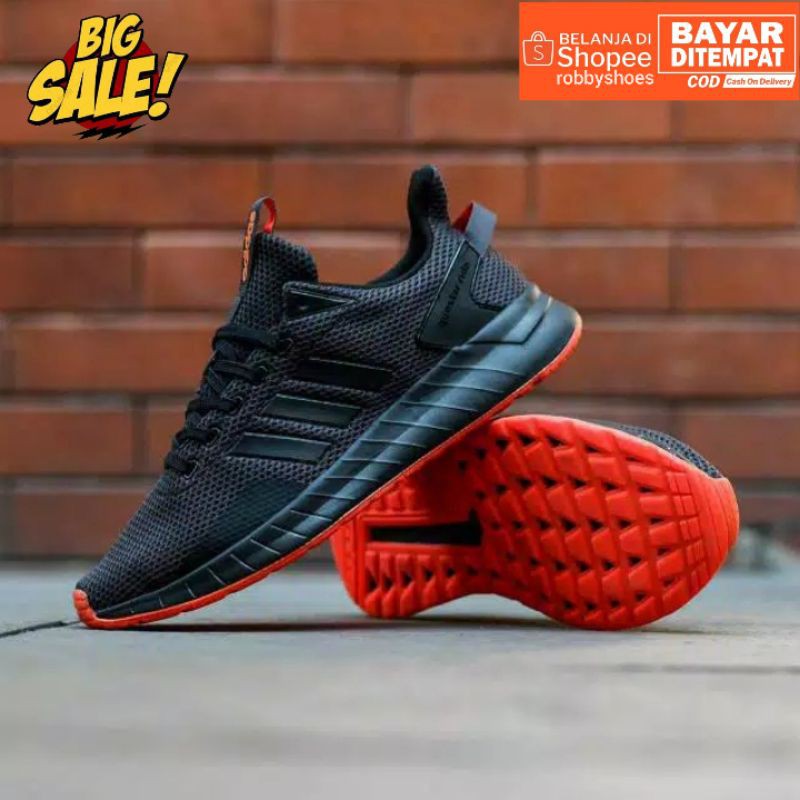 Sepatu Ads Questar Ride Black Black Sol Orange Original OEM