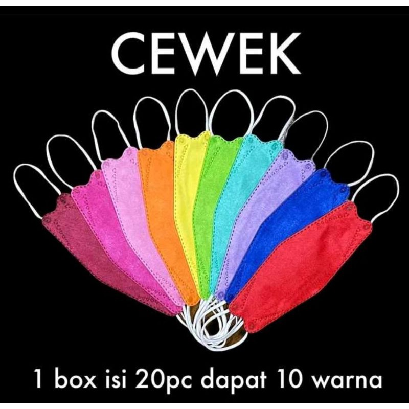 KF94 rainbow careion isi 20 pcs mix 10 warna