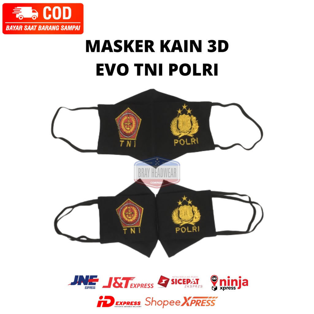 Masker Kain 3D Evo TNI POLRI Bordir