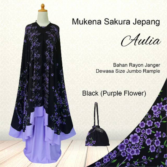 Mukena Bali Sakura Jepang Black Series Jumbo