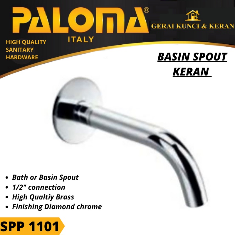 SPOUT KERAN TANAM PALOMA SPP 1101 BASIN BATH KAMAR MANDI BRASS CHROME