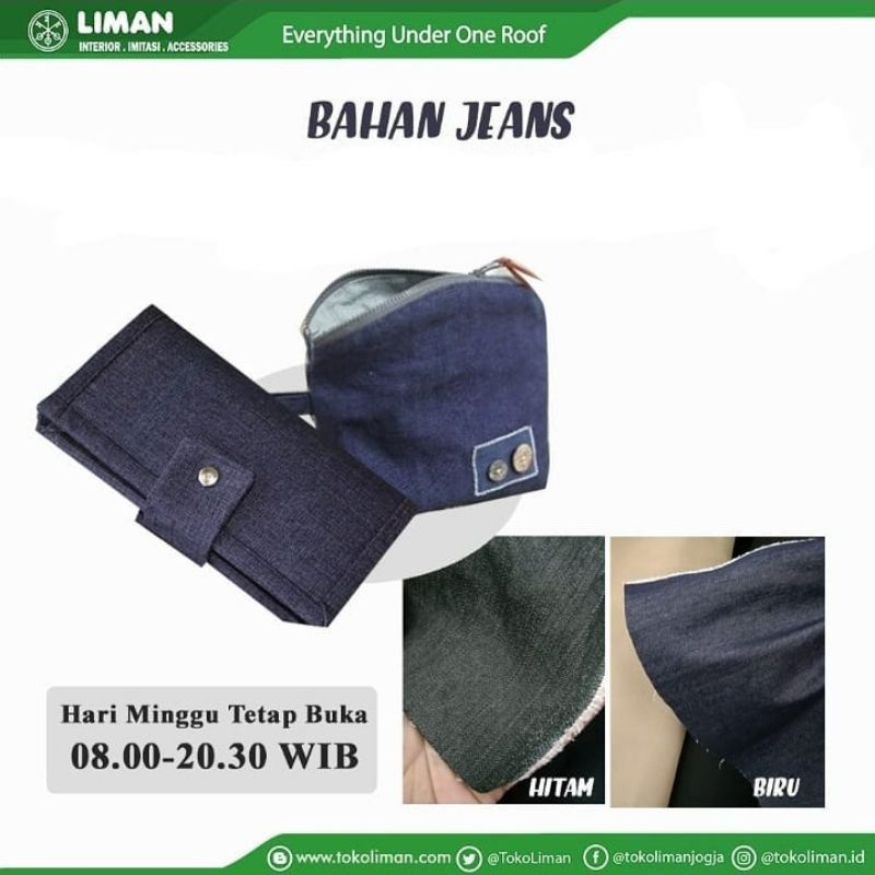 Kain Katun Bahan Jeans Topi Dompet Tas Meteran