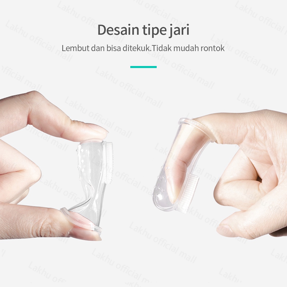 Lakhu sikat gigi jari bayi silikon sikat lidah bayi / finger toothbrush -free kotak