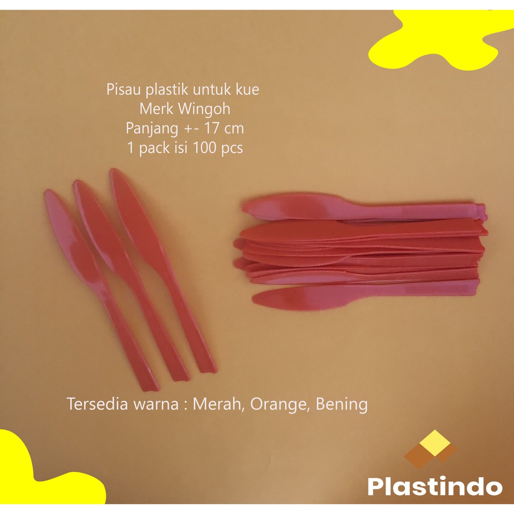 Pisau Kue Plastik | Pisau Plastik Murah | Pisau Kue Tart 17 cm isi 100 pcs